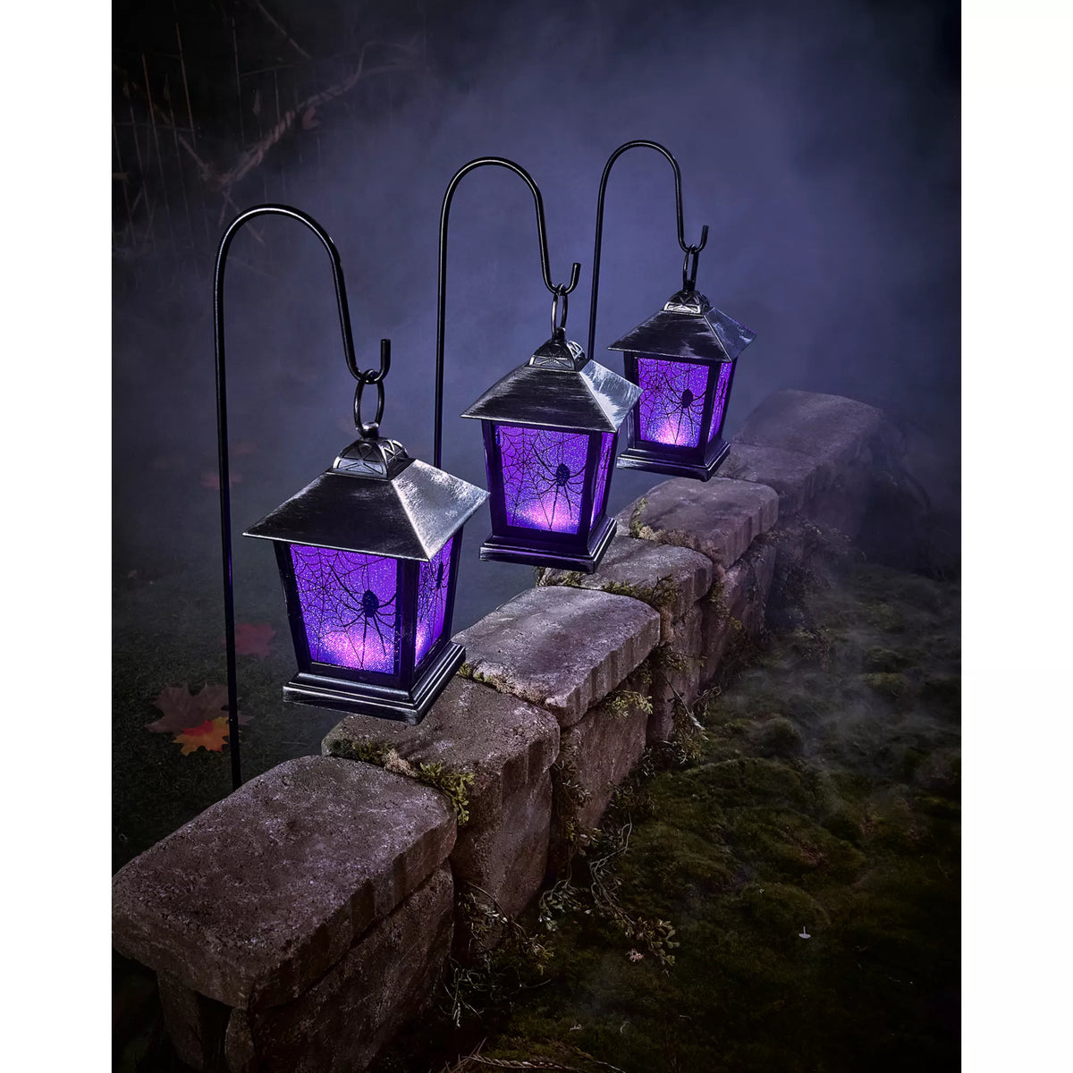 Purple LED Creepy Spider Lantern Pathway Markers - 4 Pack