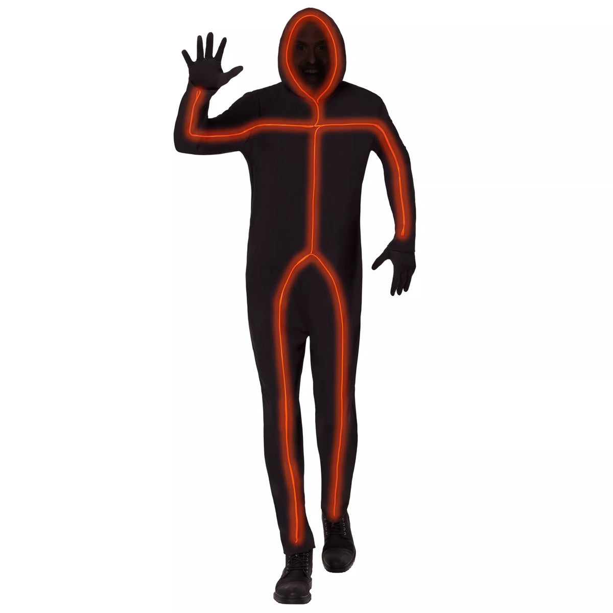 Adult Light-Up EL Wire Orange Stick Figure Costume