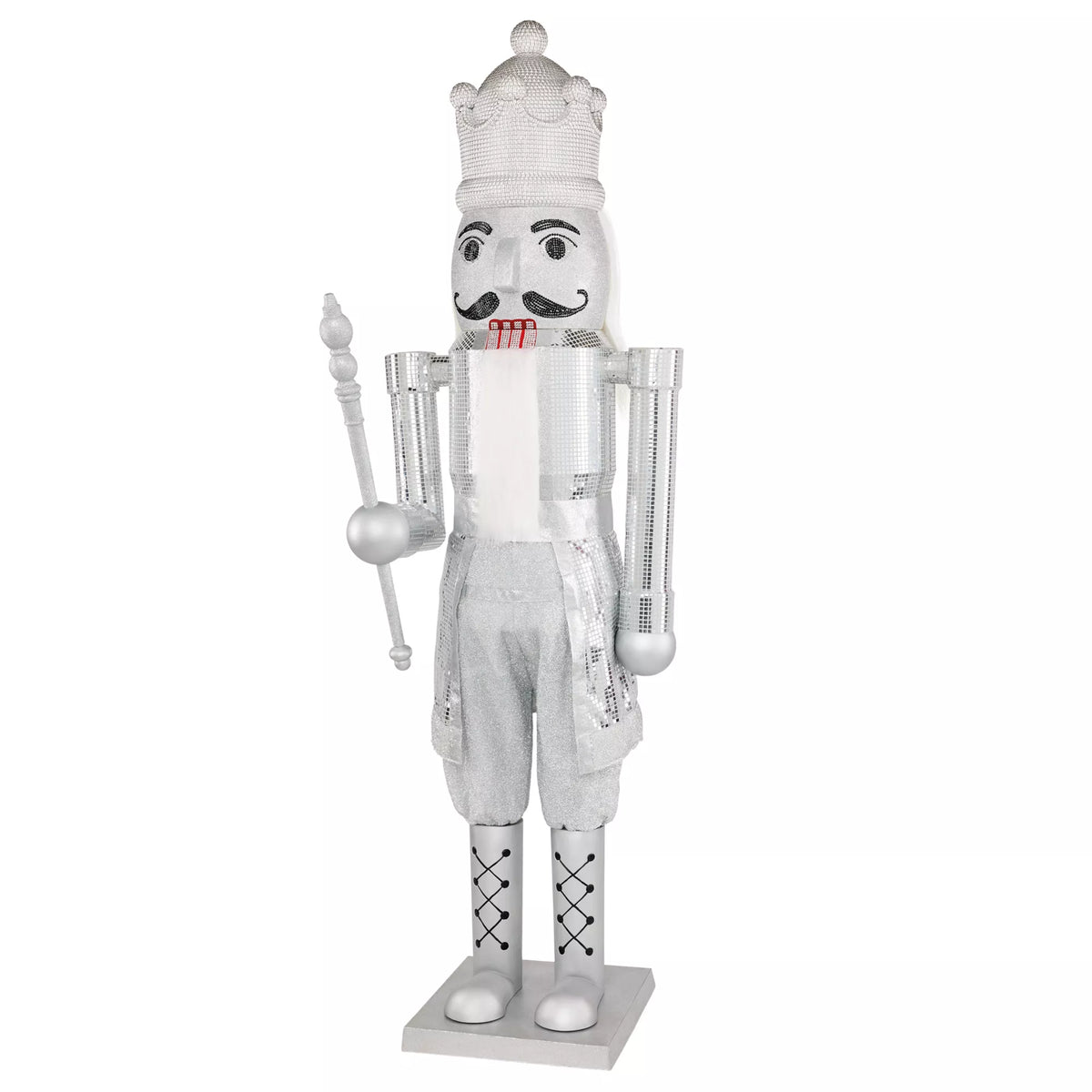7 Ft Silver Bling Bluetooth Compatible Nutcracker Animatronic