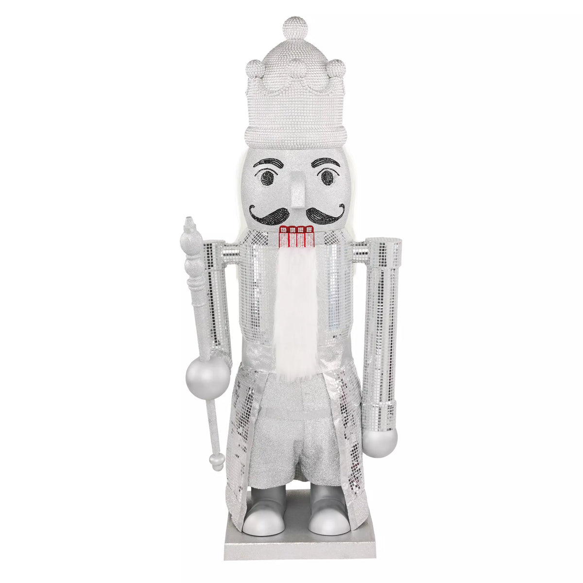 7 Ft Silver Bling Bluetooth Compatible Nutcracker Animatronic