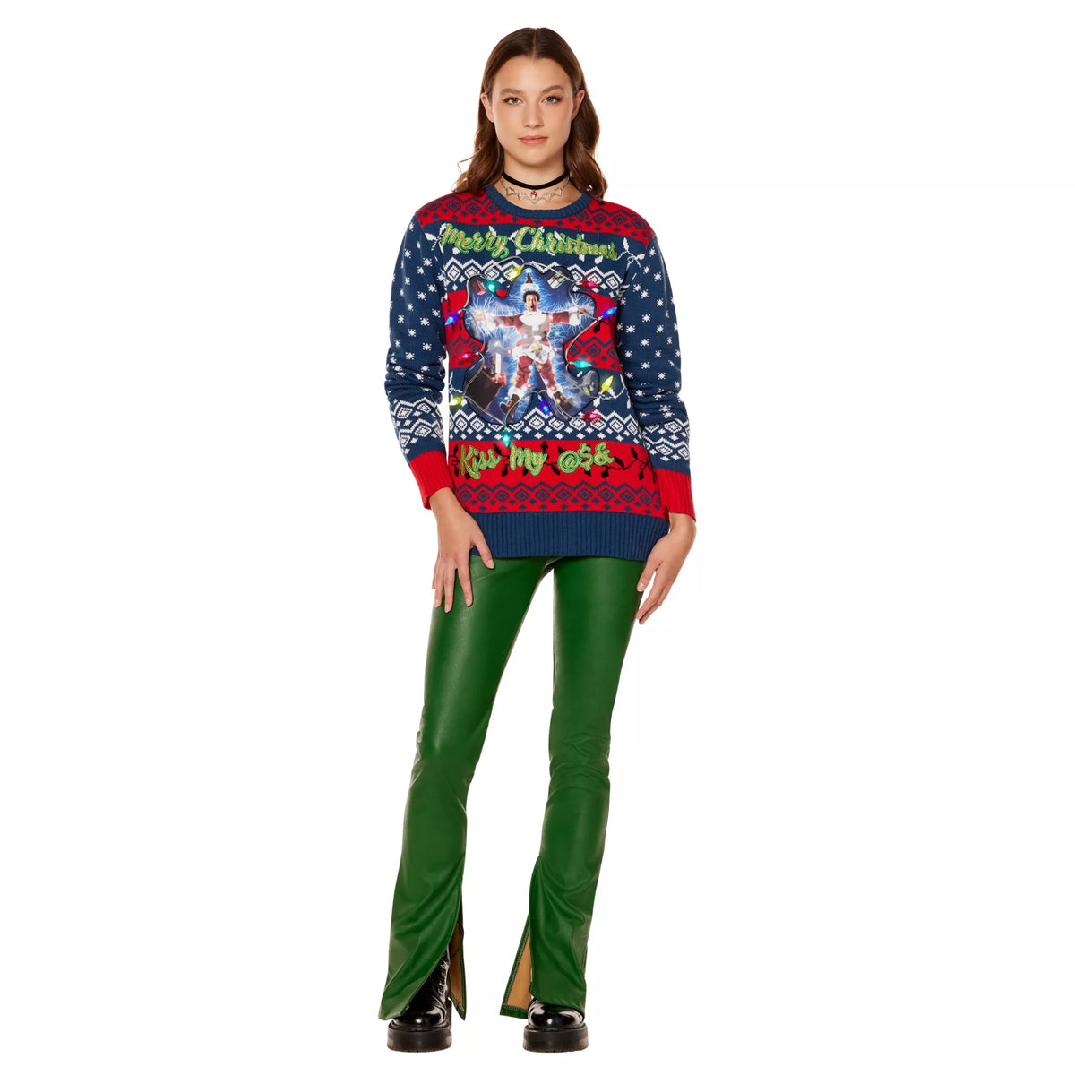 Light-Up Clark Griswold Kiss My Ass Christmas Sweater - National Lampoon's Christmas Vacation