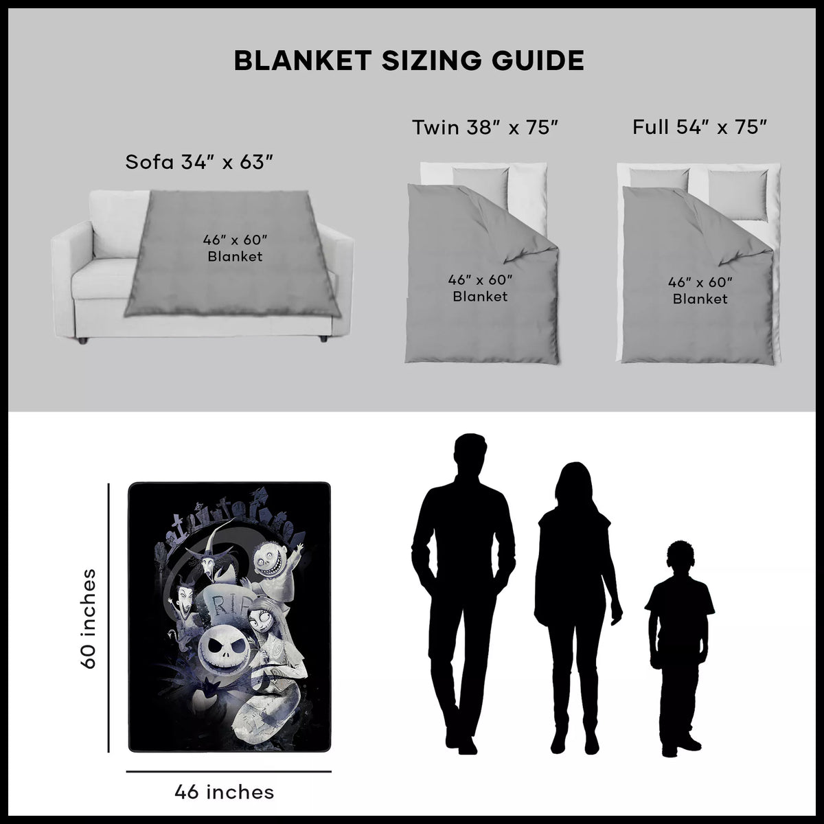 The Nightmare Before Christmas Graveyard Fleece Blanket