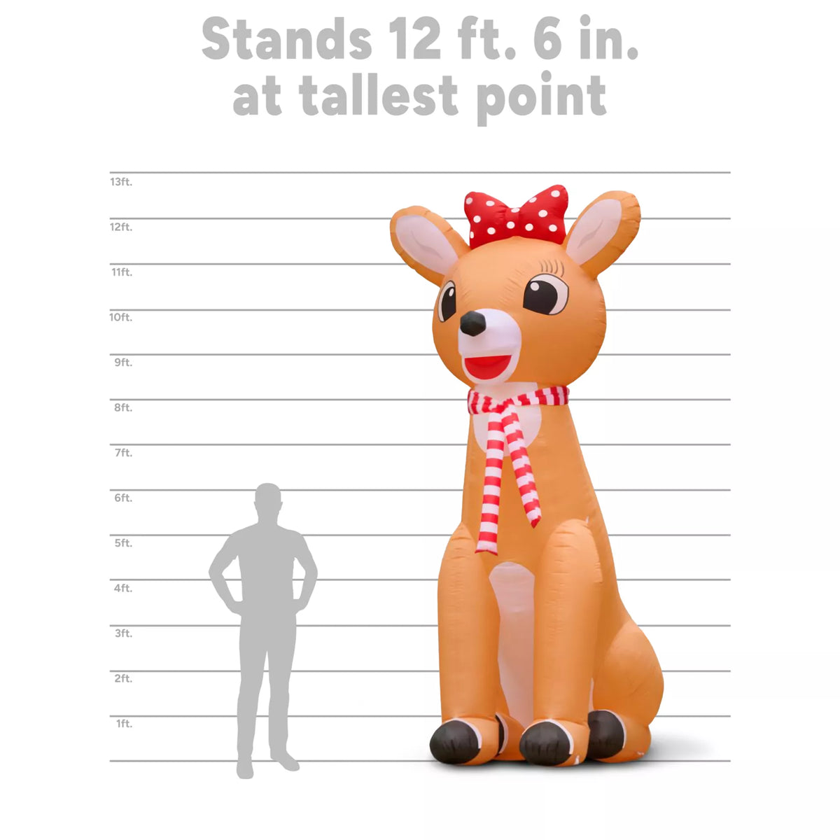 12 Ft Light-Up Clarice Inflatable Decoration - Rudolph the Red-Nosed Reindeer